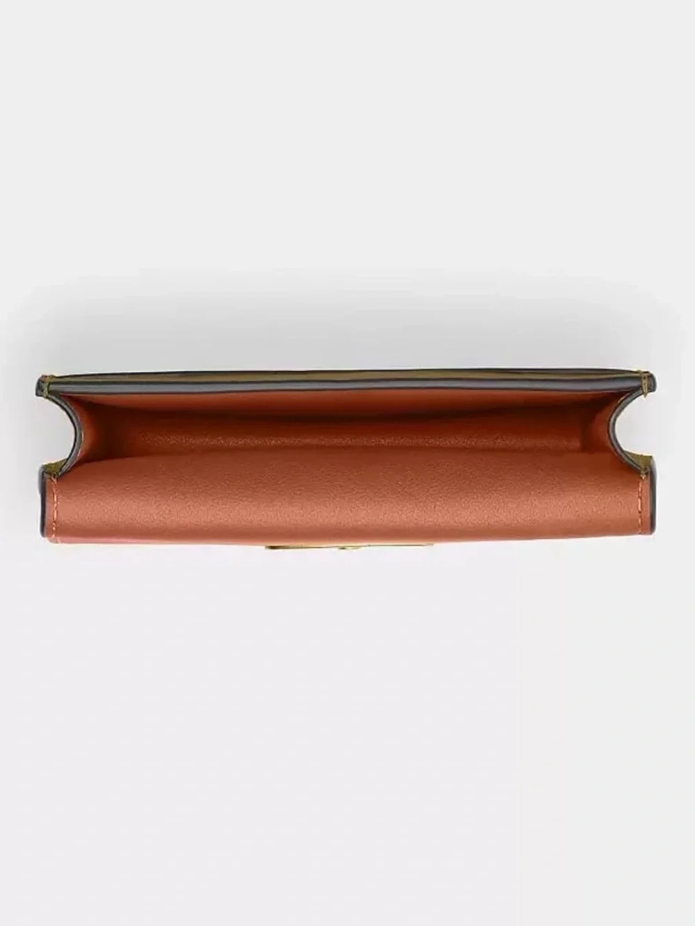 Coach Bandit Card Case Wallet in Brass/Muted Olive Luxe Refined Calf Leather NWT